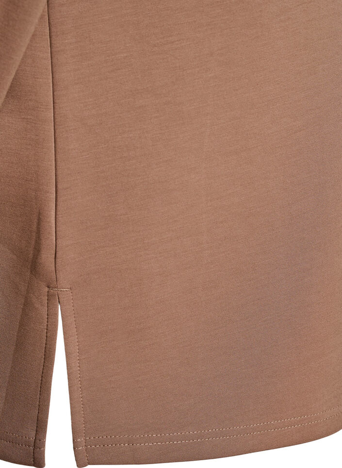 Jersey blouse with round neck, Brown, Packshot image number 3