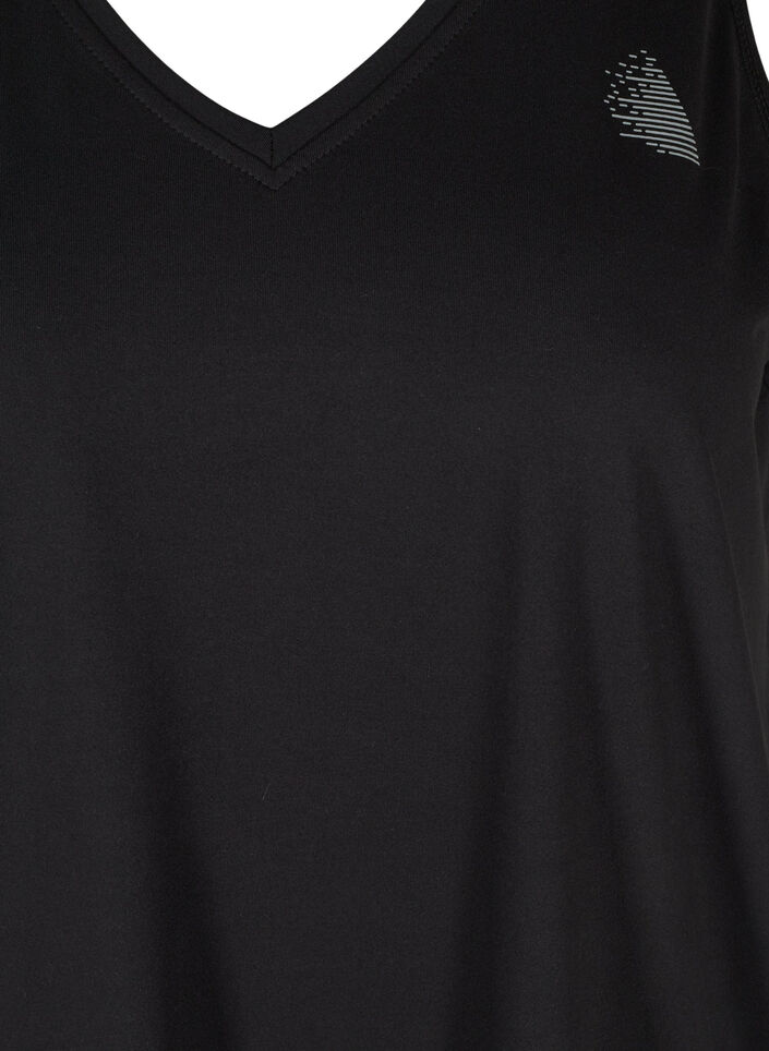 Workout top with v-neck, Black, Packshot image number 2