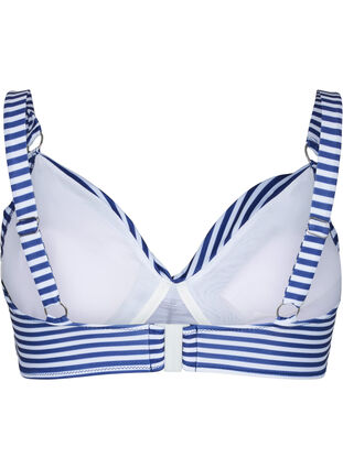 Printed bikini bra with underwire, Blue Striped, Packshot image number 1