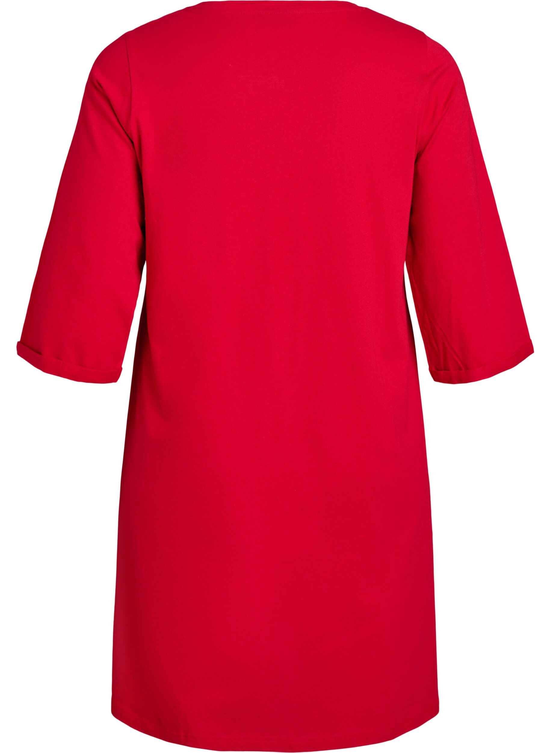 ZizzifashionNightdress in organic cotton with Christmas motif, Red, Packshot image number 1