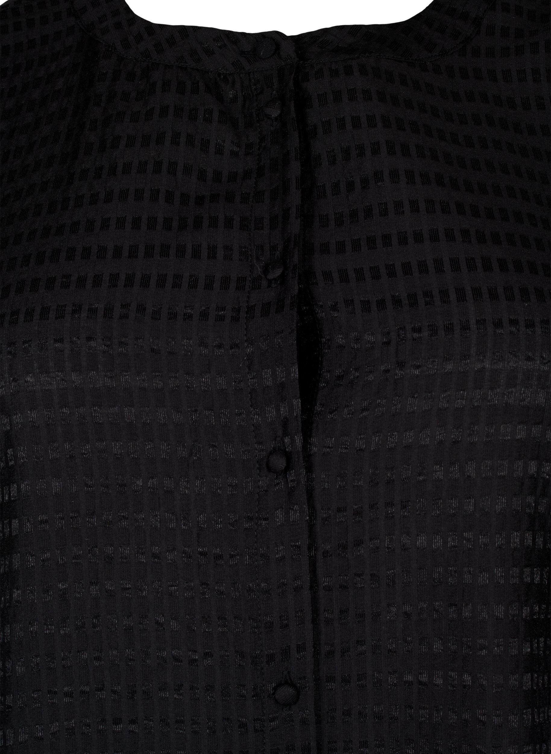 Zizzifashion Lyocell shirt blouse with texture, Black, Packshot image number 2