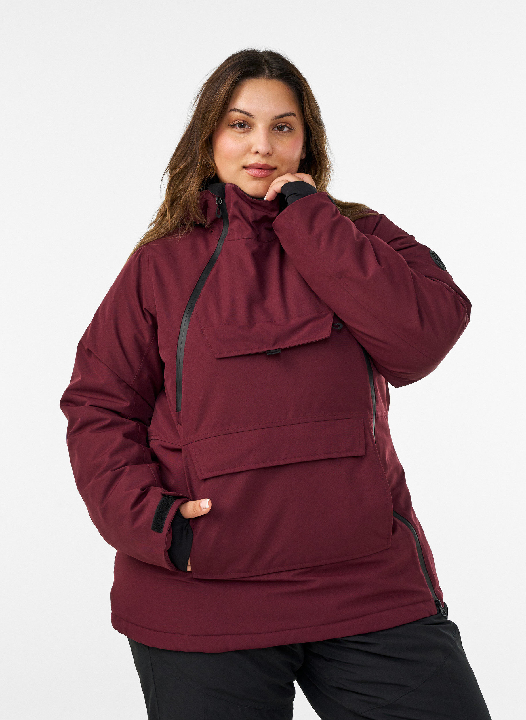 Functional ski anorak with hood, Red, Model