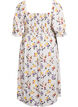Floral viscose midi dress with smock, White, Packshot image number 1