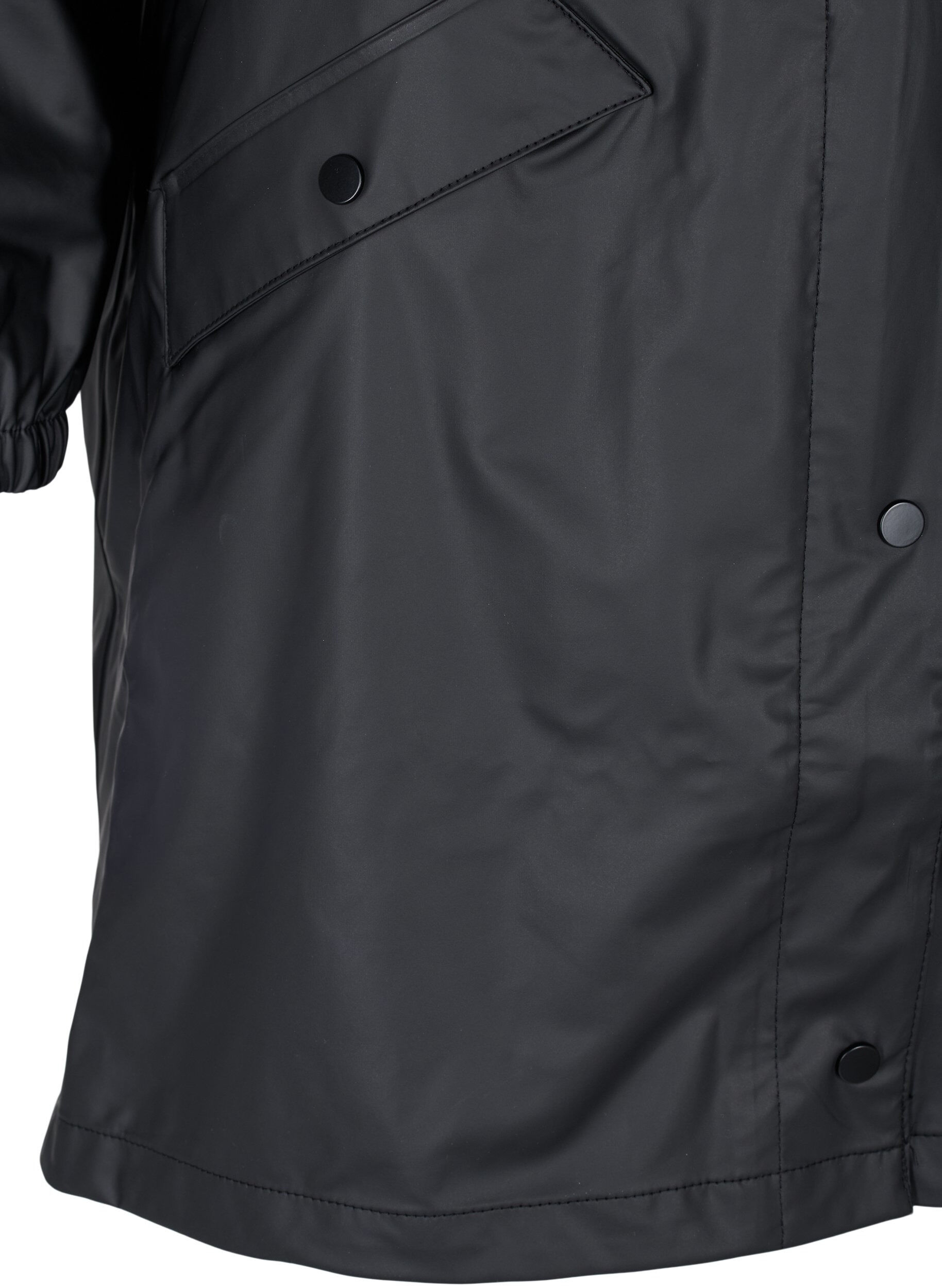 Zizzifashion Rain jacket with hood and button fastening, Black, Packshot image number 3