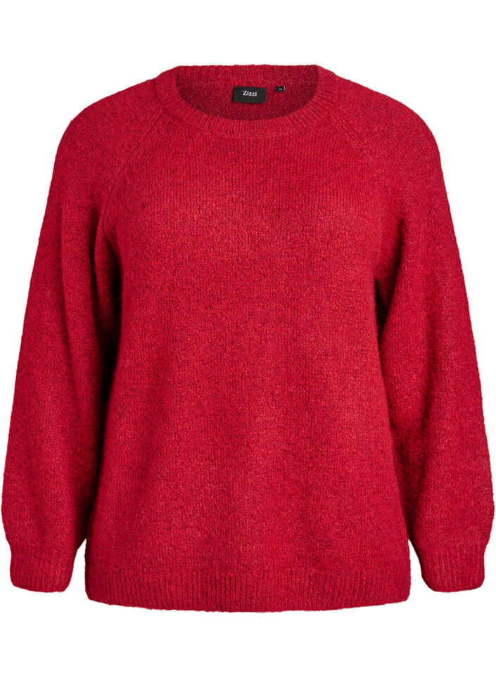 Knitted blouse with raglan sleeves, Red, Packshot image number 0