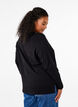 Long-sleeved knitted blouse with slit, Black, Model image number 2