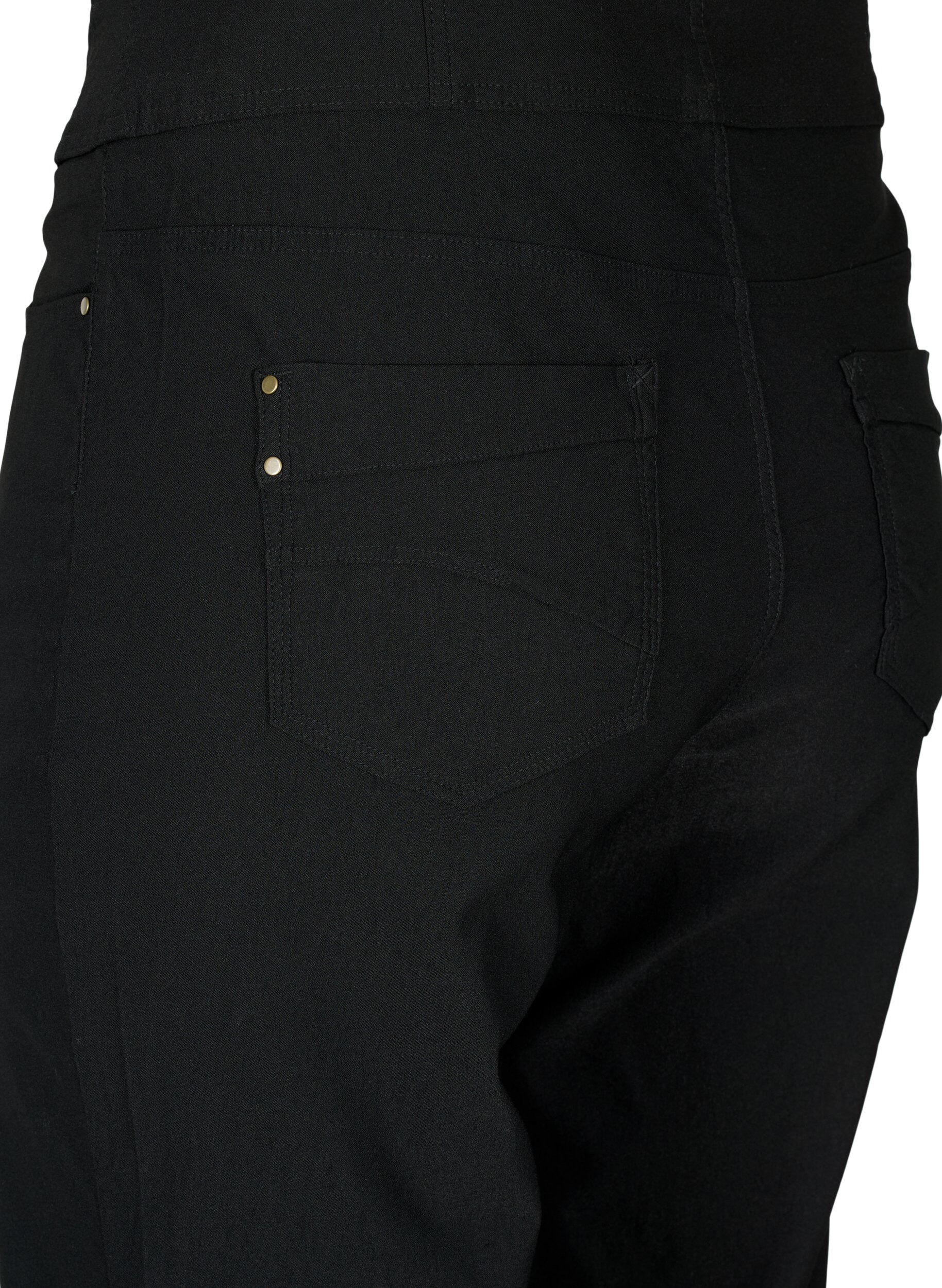 Zizzifashion 	 Tight-fitting high-waisted capri trousers, Black, Packshot image number 3