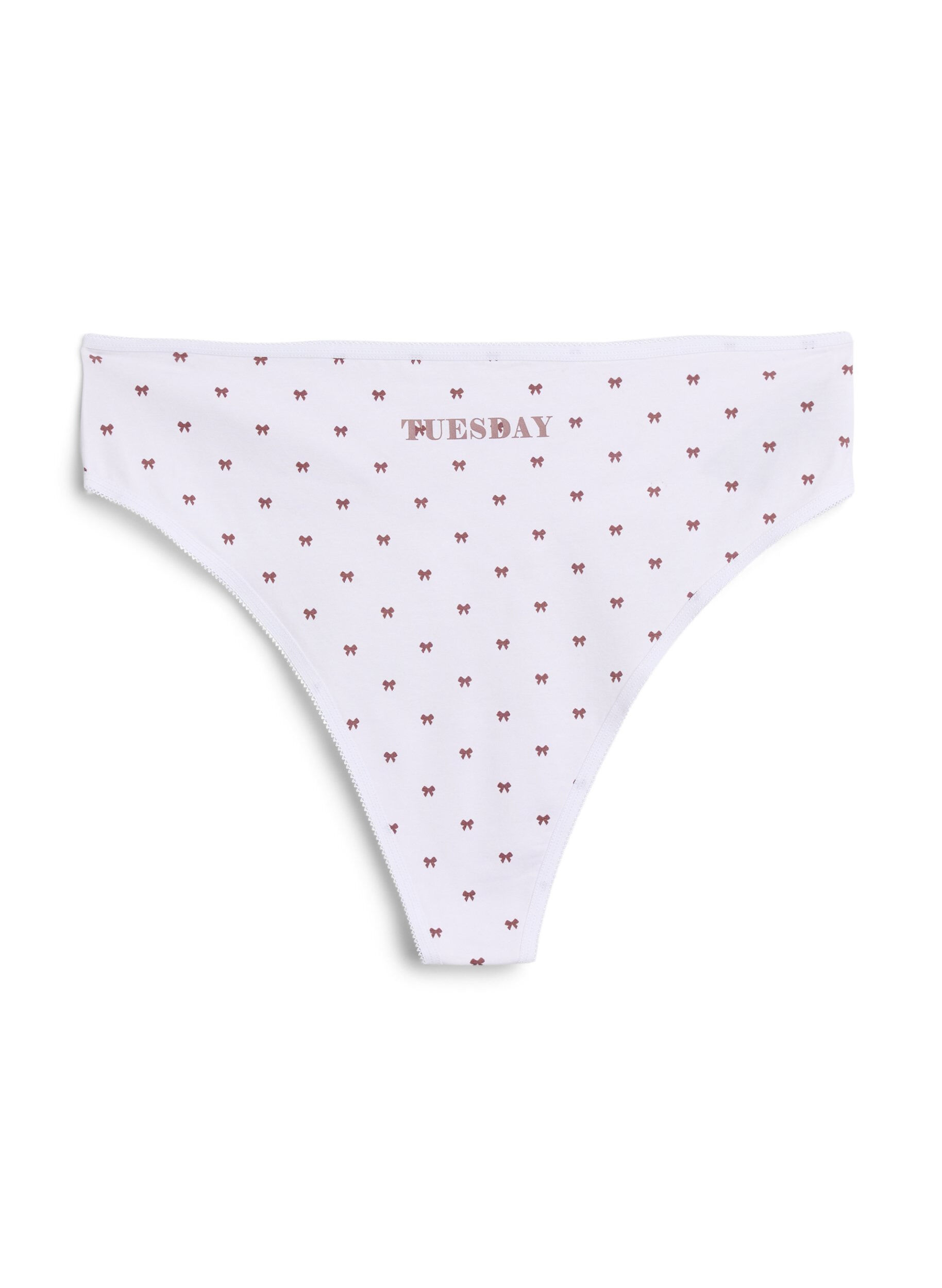 Zizzifashion 7-pack G-strings in cotton with weekdays printed, Rose, Packshot image number 3