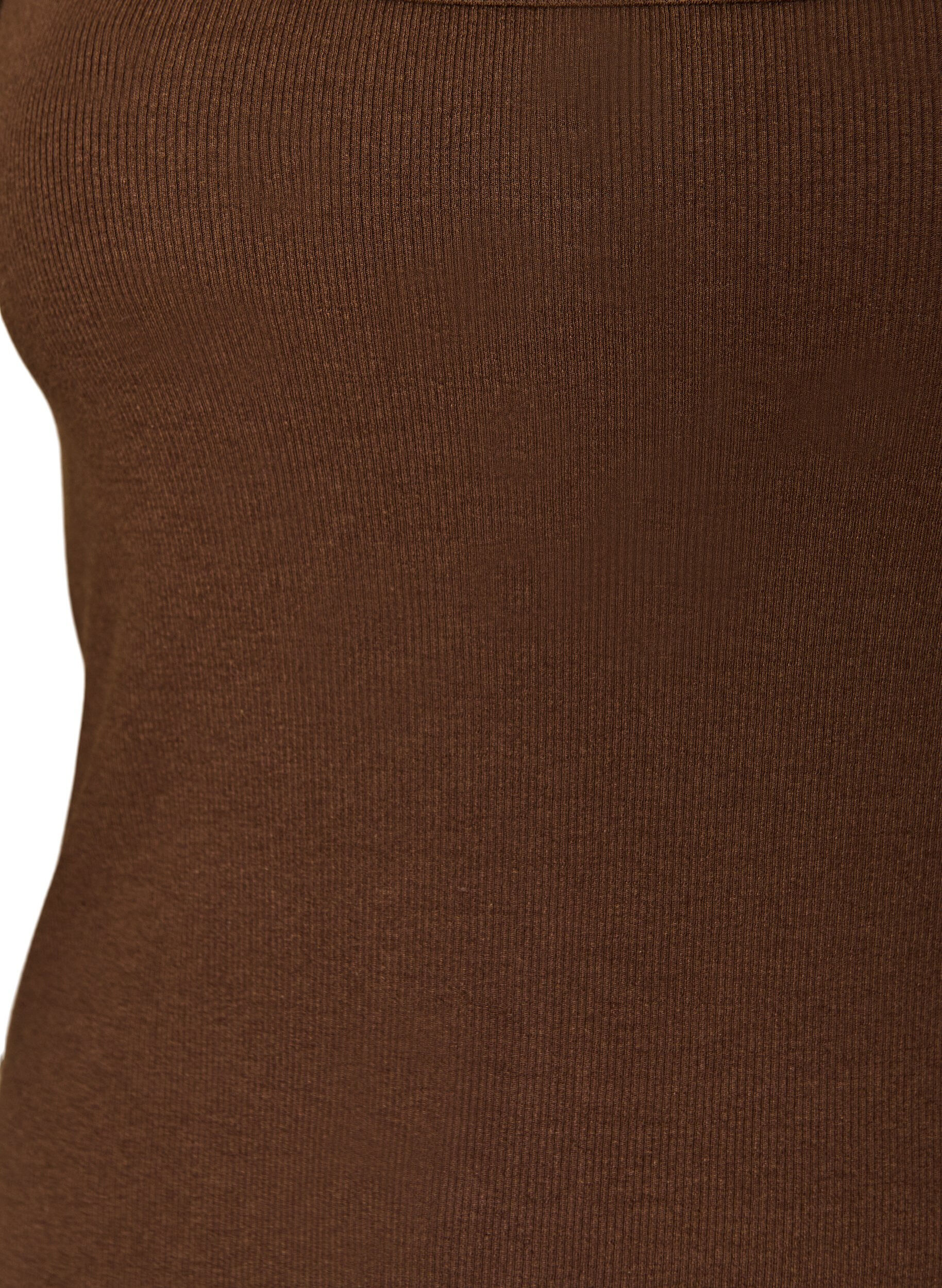 Zizzifashion Rib top with square neckline, Brown, Packshot image number 2