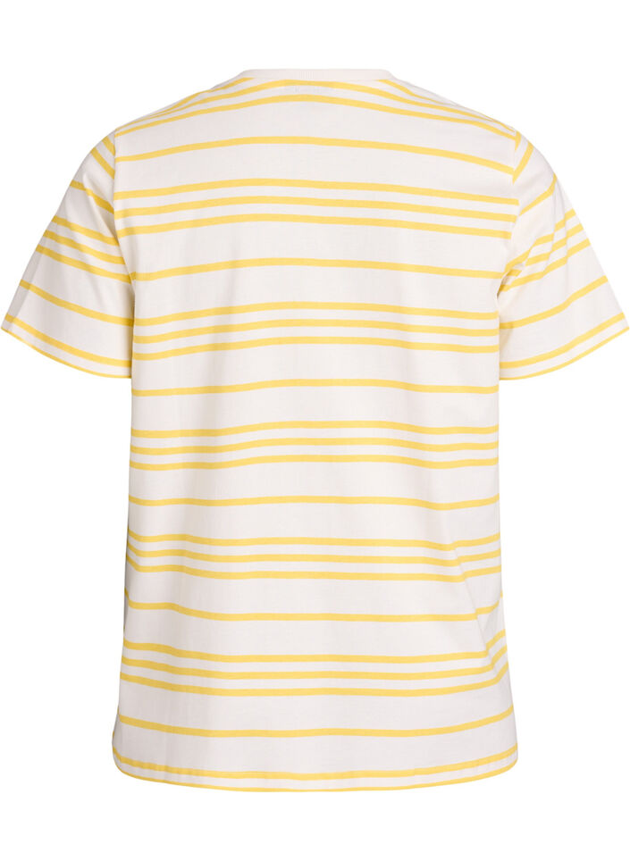 Striped cotton t-shirt, Yellow, Packshot image number 1