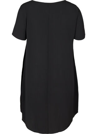 Short-sleeved tunic with a round neck, Black, Packshot image number 1