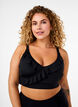Bikini top with ruffles and removable pads, Black, Model image number 0