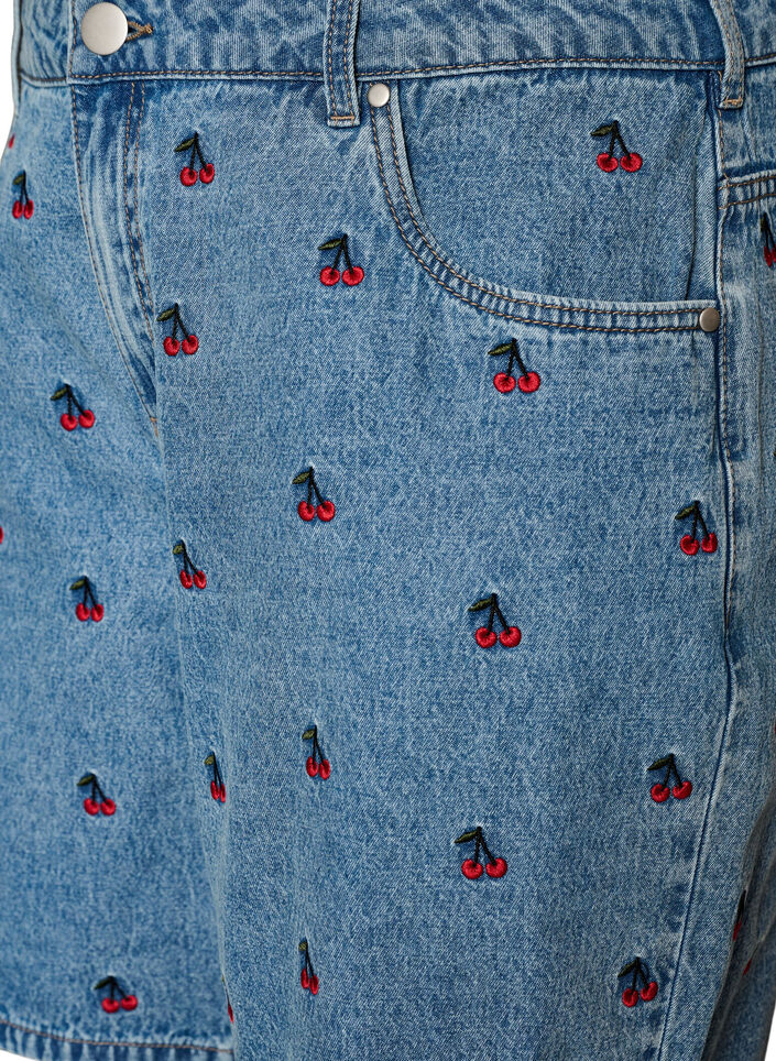 Embroidered denim shorts, Light Blue, Packshot image number 2