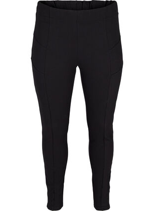 Plain, viscose blend leggings, Black, Packshot image number 0