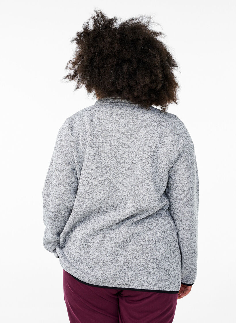 Jersey cardigan with a high collar and zip, Grey, Model image number 2