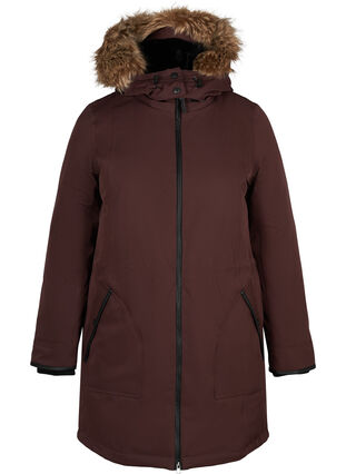 Winter jacket with zip and pockets, Fudge, Packshot image number 0