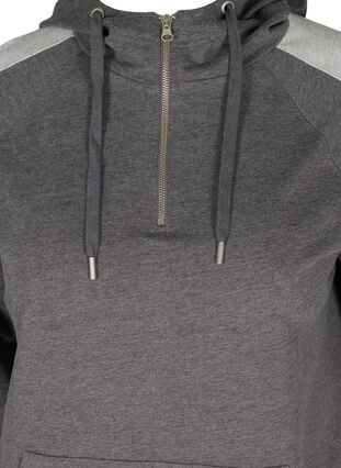 Sweatshirt with a hood and pocket, Dark Grey Melange, Packshot image number 2
