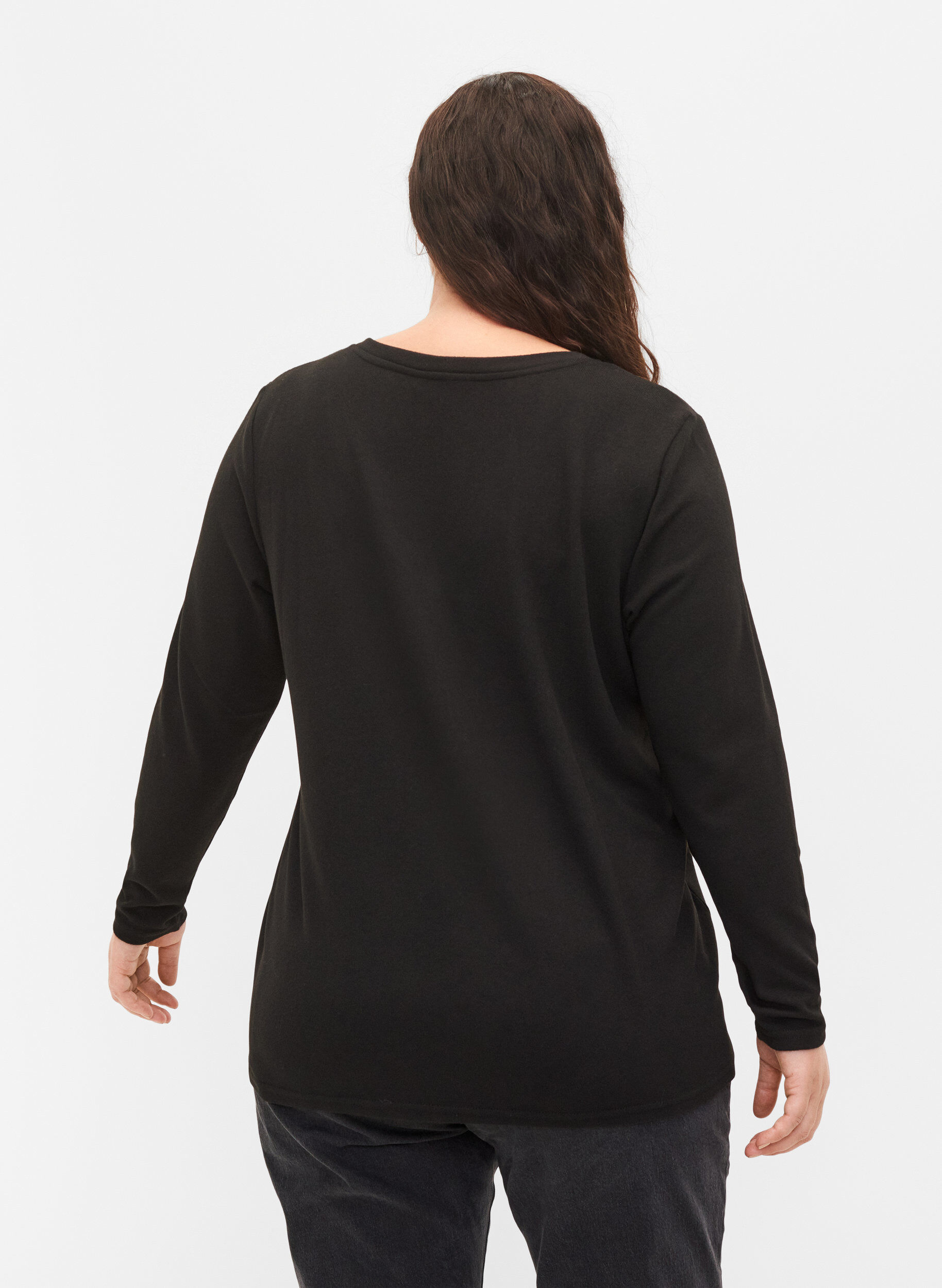 Zizzifashion Top with similiste and long sleeves, Black, Model image number 1