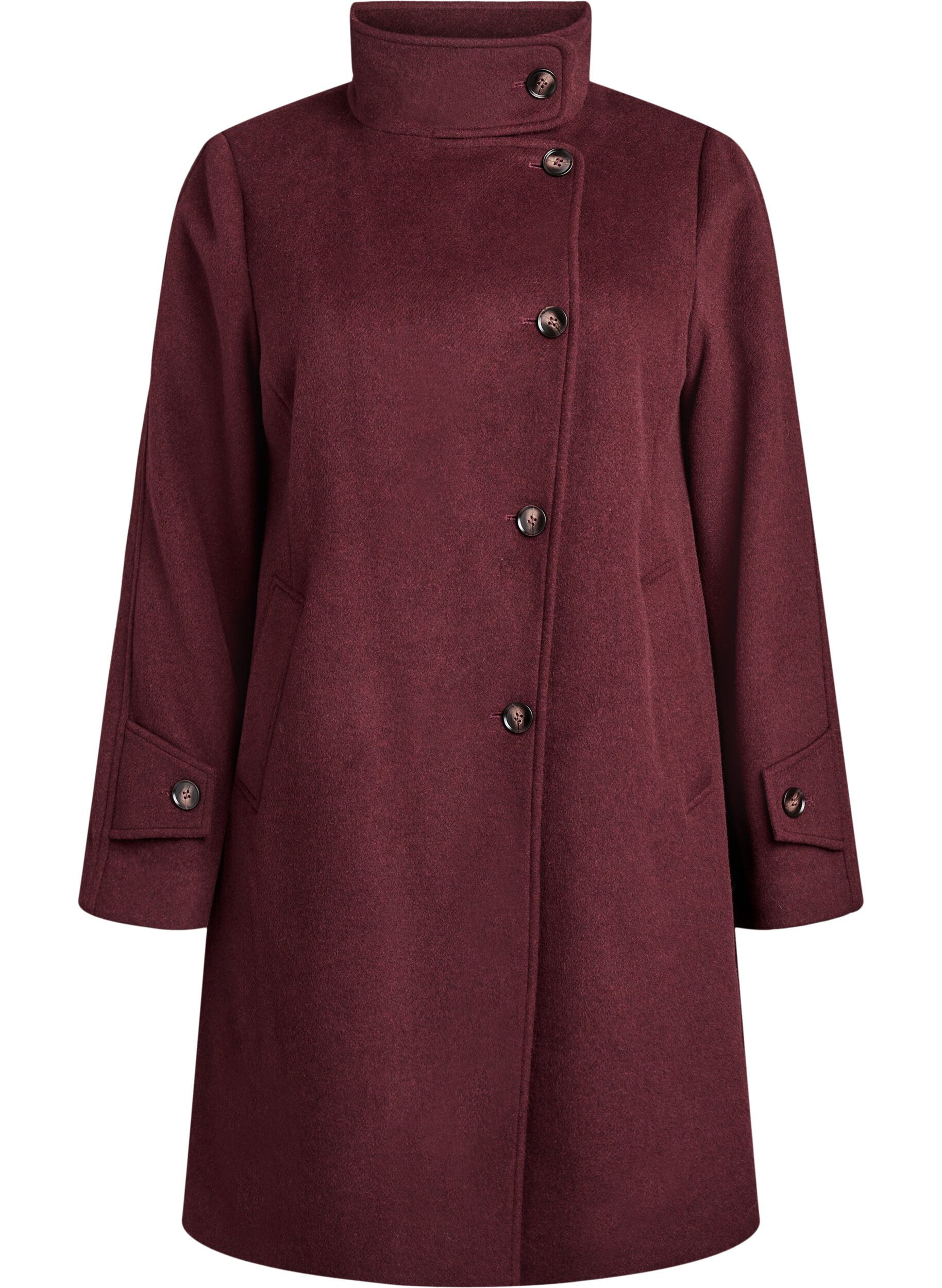 Coat with wool and stand-up collar