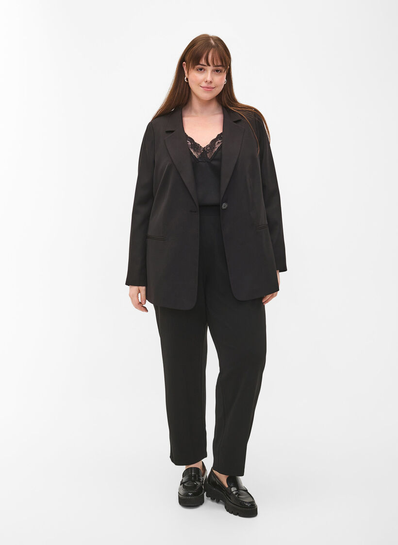 FLASH - Simple blazer with button, Black, Model image number 1