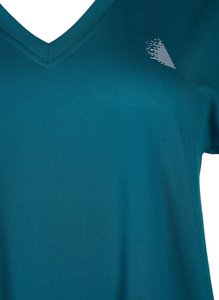 Loose training t-shirt with v-neck, Deep Teal, Packshot image number 2