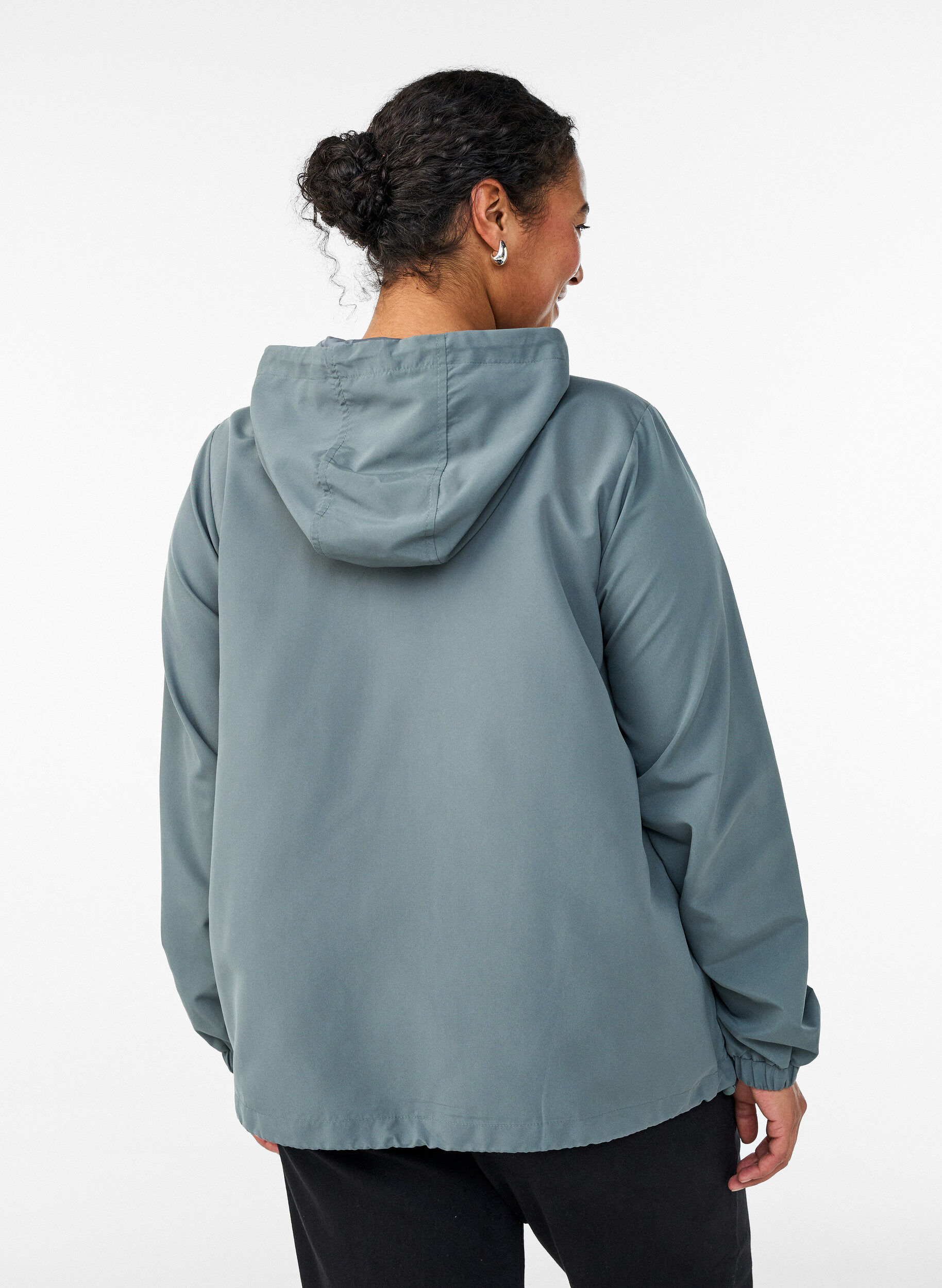 ZizzifashionLightweight jacket with a hood and zipper, Green, Model image number 2