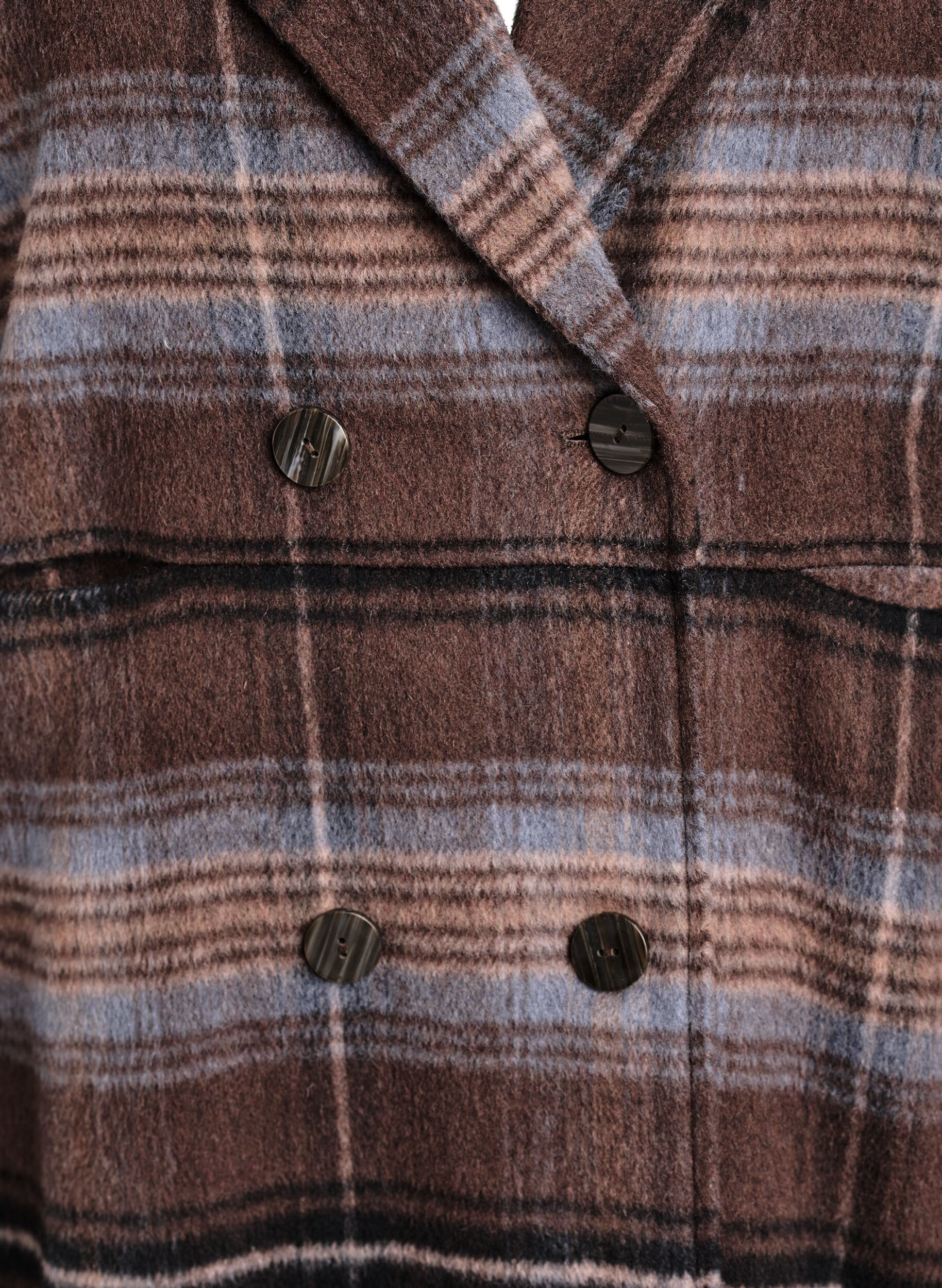 Zizzifashion Brushed checked coat, Brown, Packshot image number 2