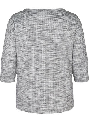 Mottled sweater with 3/4 sleeves and eyelets, Light Grey Melange, Packshot image number 1