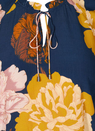 Short-sleeved viscose blouse with floral print, Navy Blazer Flower, Packshot image number 2