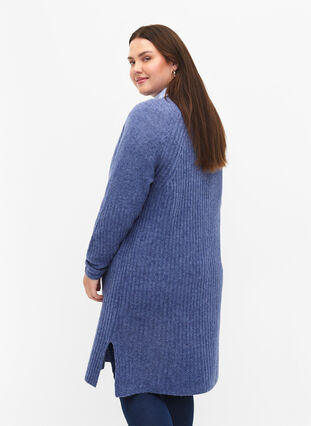 Rib-knit dress with slit, Gray Blue Mel., Model image number 1