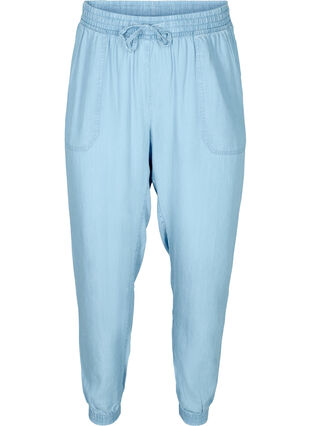 Loose trousers in lyocell, Light blue denim, Packshot image number 0