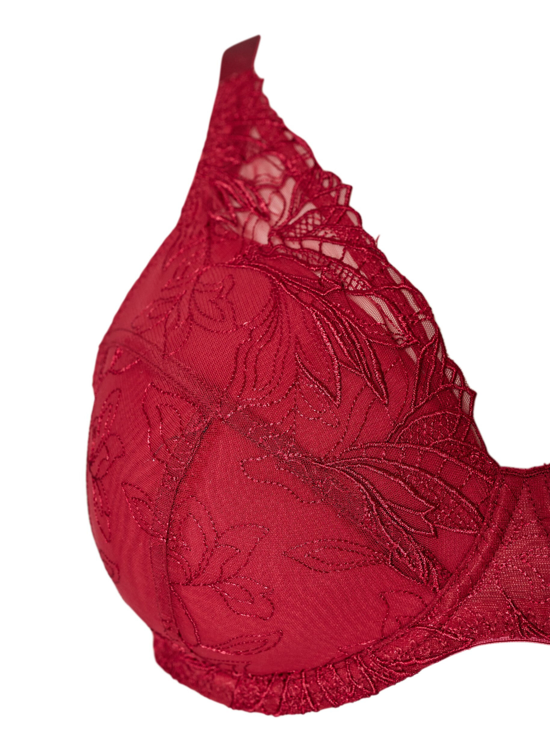 ZizzifashionPadded lace bra with underwire, Red, Packshot image number 2