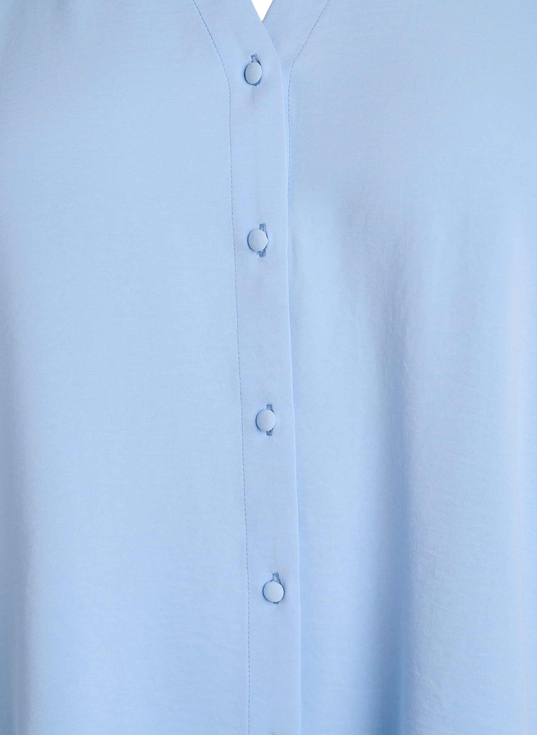 Zizzifashion Loose shirt with a v-neck and 3/4 sleeves, Light Blue, Packshot image number 2