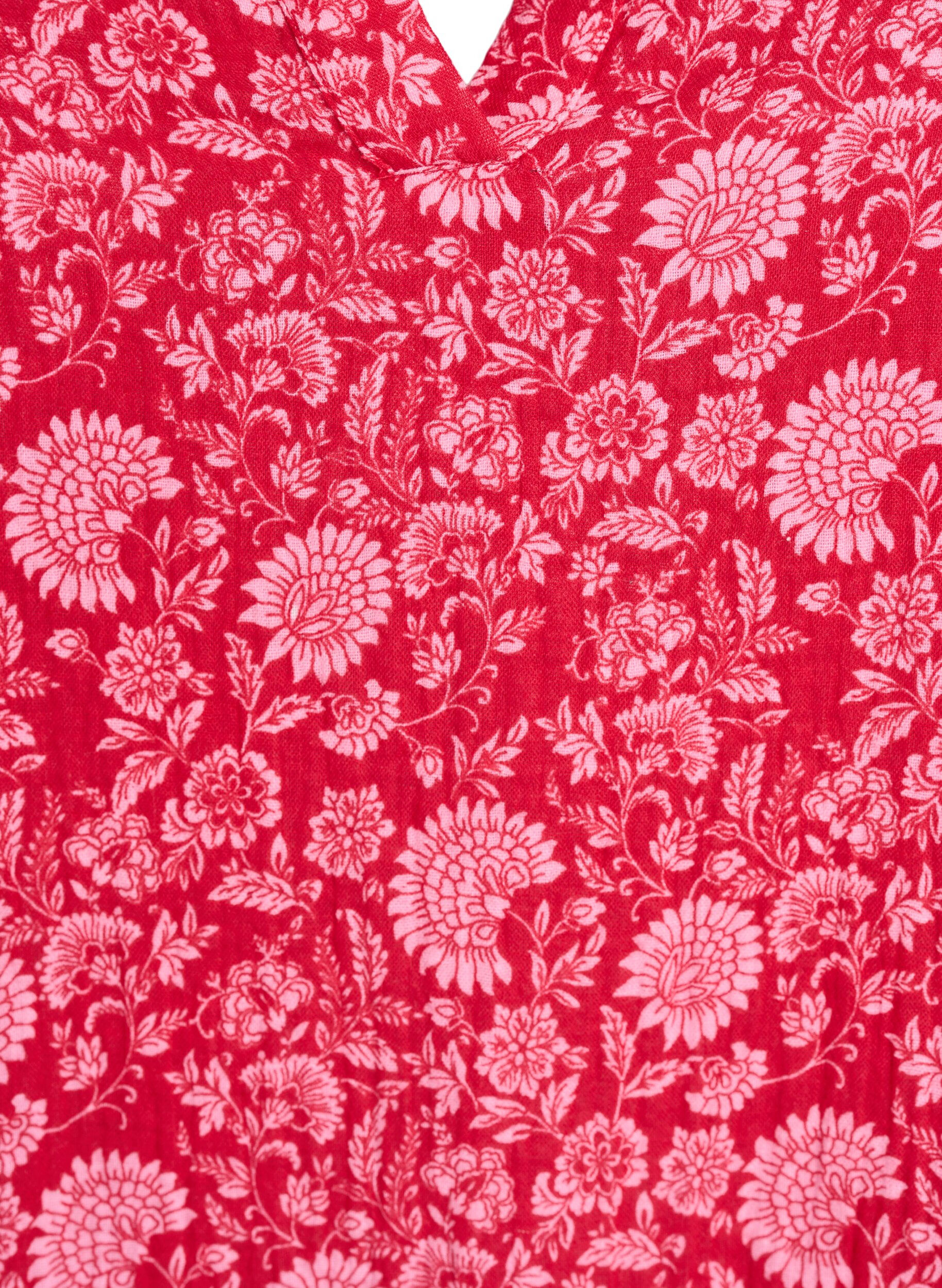 Zizzifashion Short A-line dress in cotton muslin, Red, Packshot image number 2