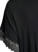 Viscose nightgown with short sleeves and lace trim, Black, Packshot image number 4