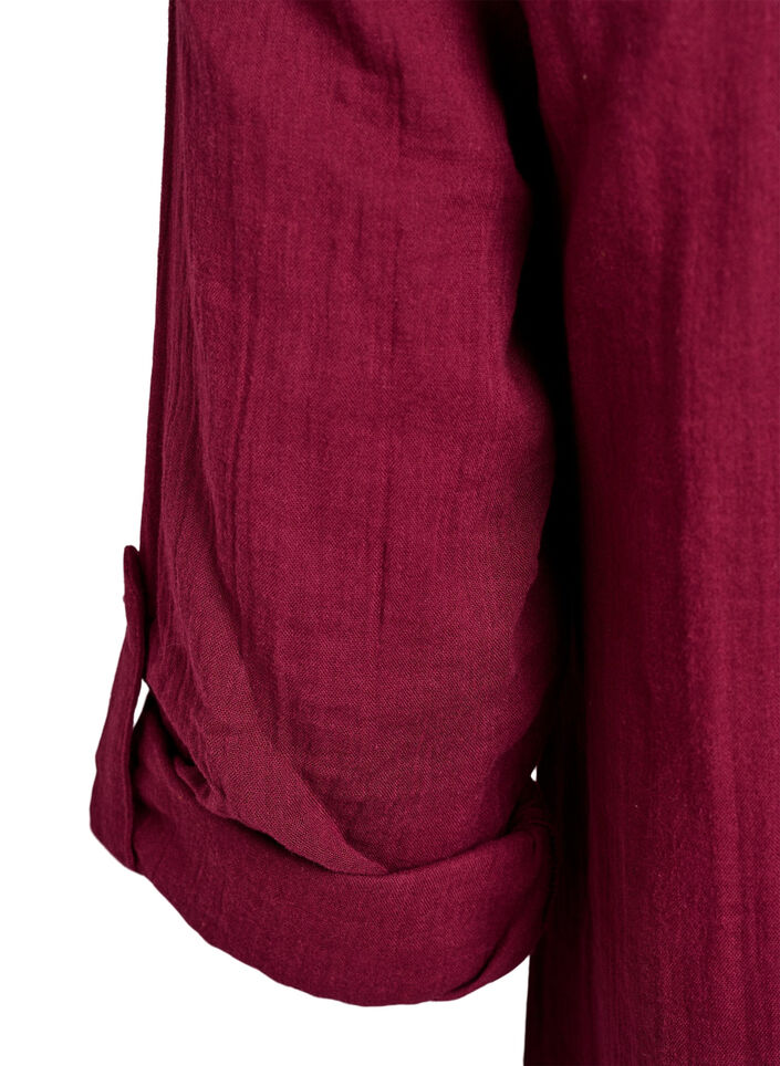 Cotton muslin tunic with broderie anglaise, Dark Bordeaux, Packshot image number 3