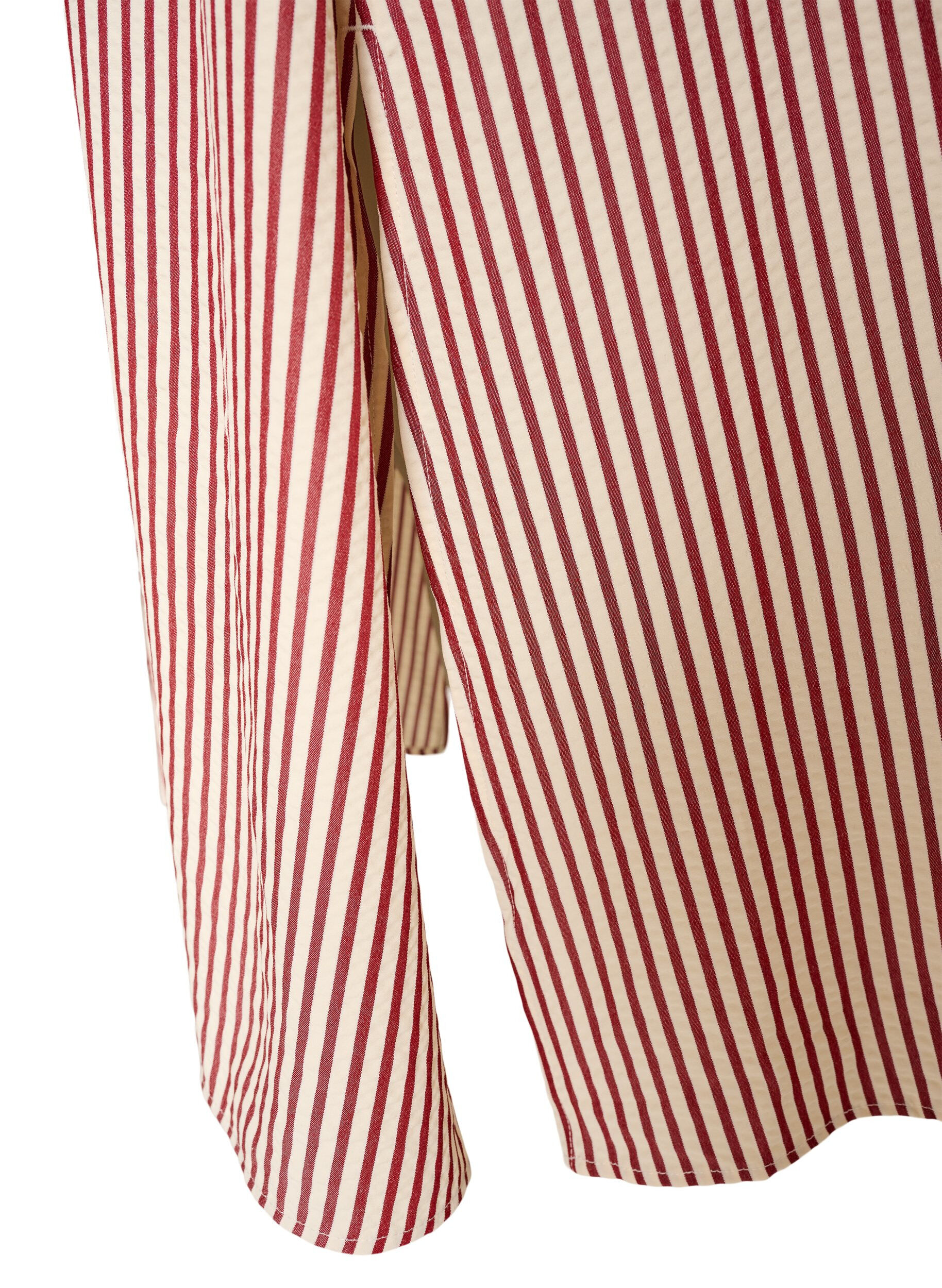 Zizzifashion Ankle-length shirt dress with tie belt and stripes, Red, Packshot image number 3