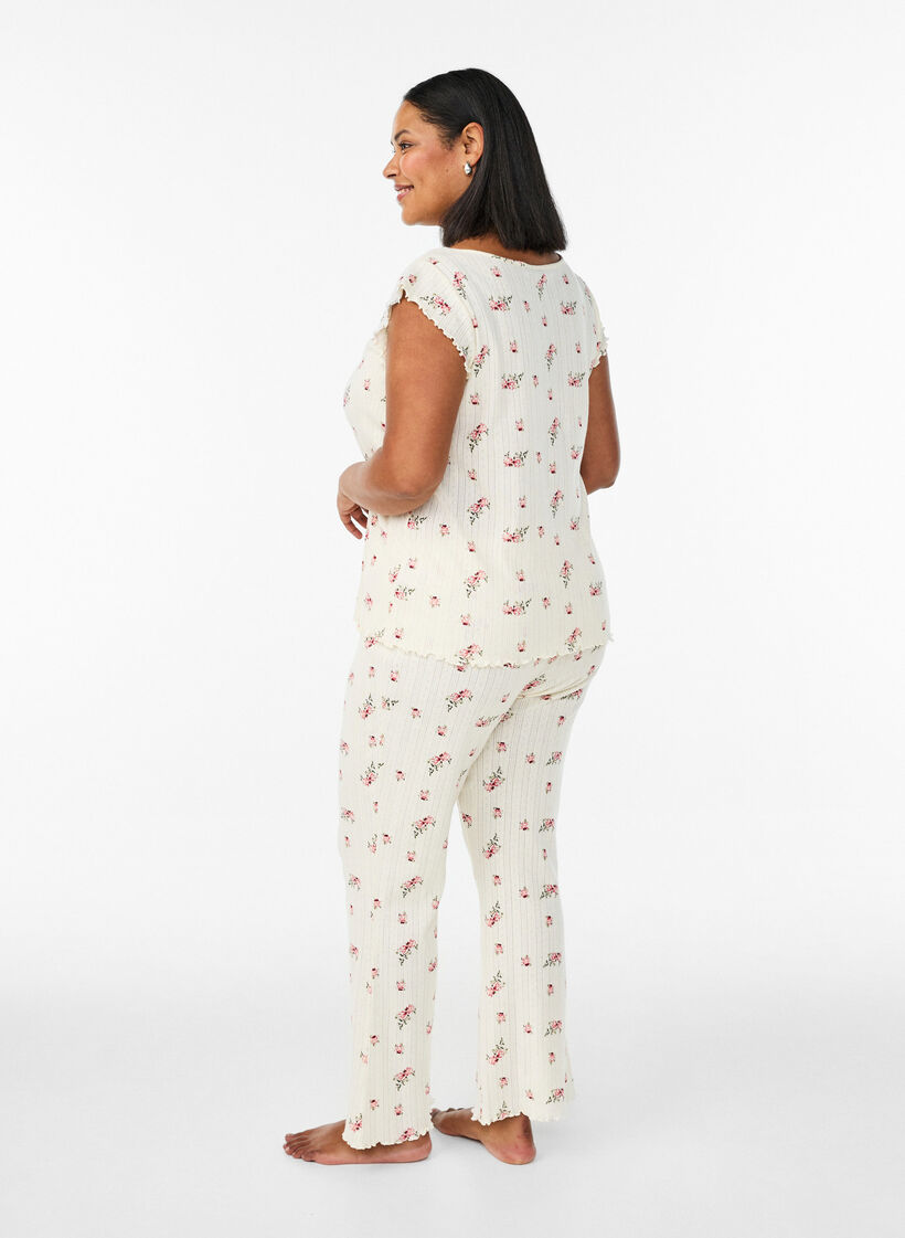 Organic cotton pyjama bottoms with a textured pattern, Vanilla, Model image number 0