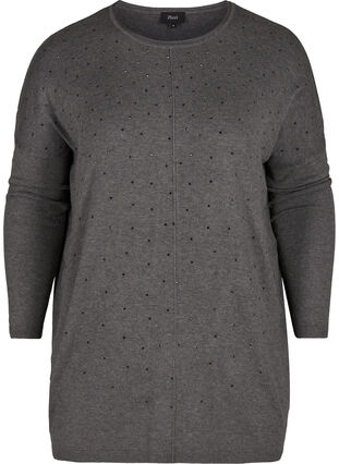 Knit blouse, Dark Grey Melange, Packshot image number 0