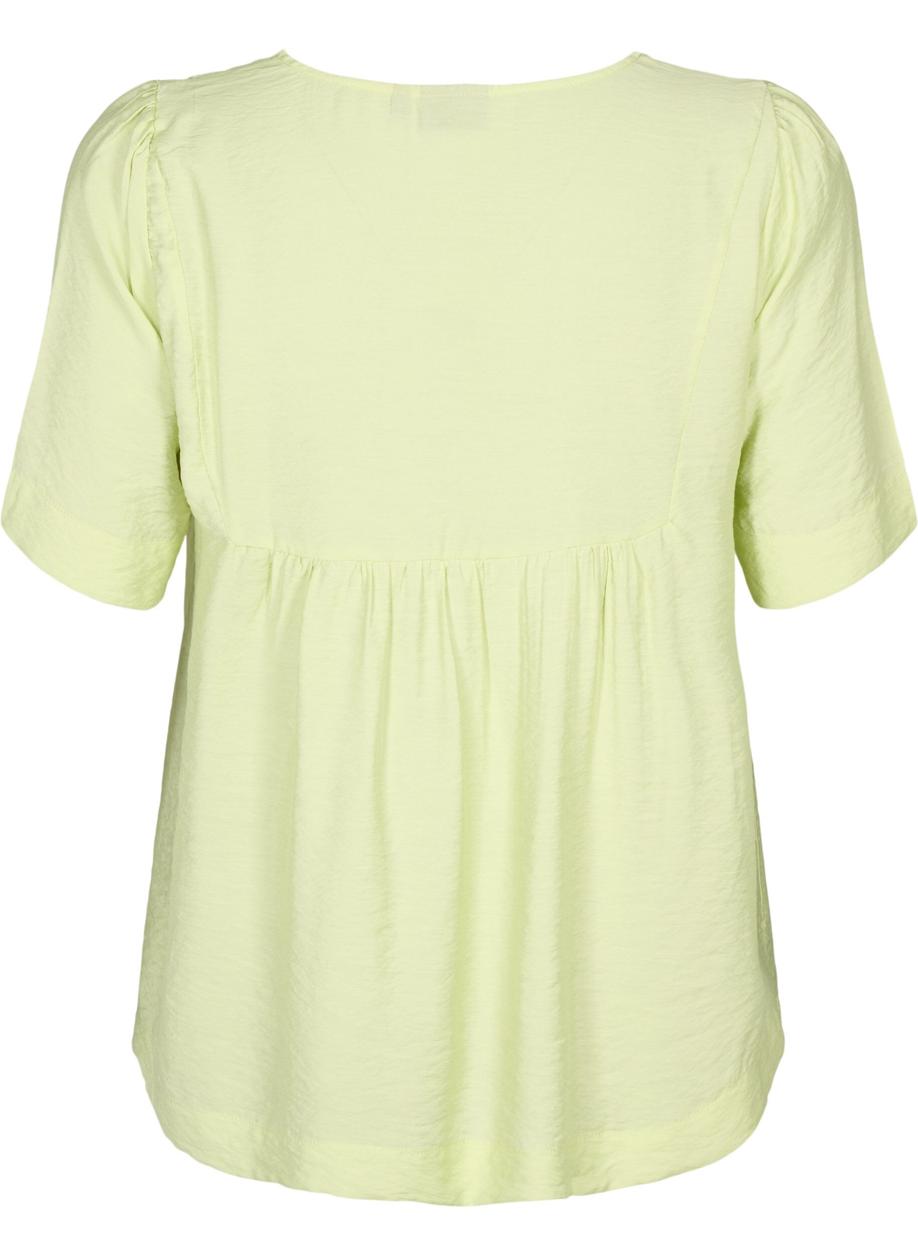 Zizzifashion Blouse with half-length sleeves in viscose, Lily Green, Packshot image number 1