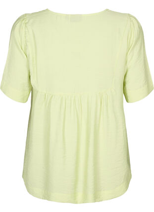 Blouse with half-length sleeves in viscose, Lily Green, Packshot image number 1