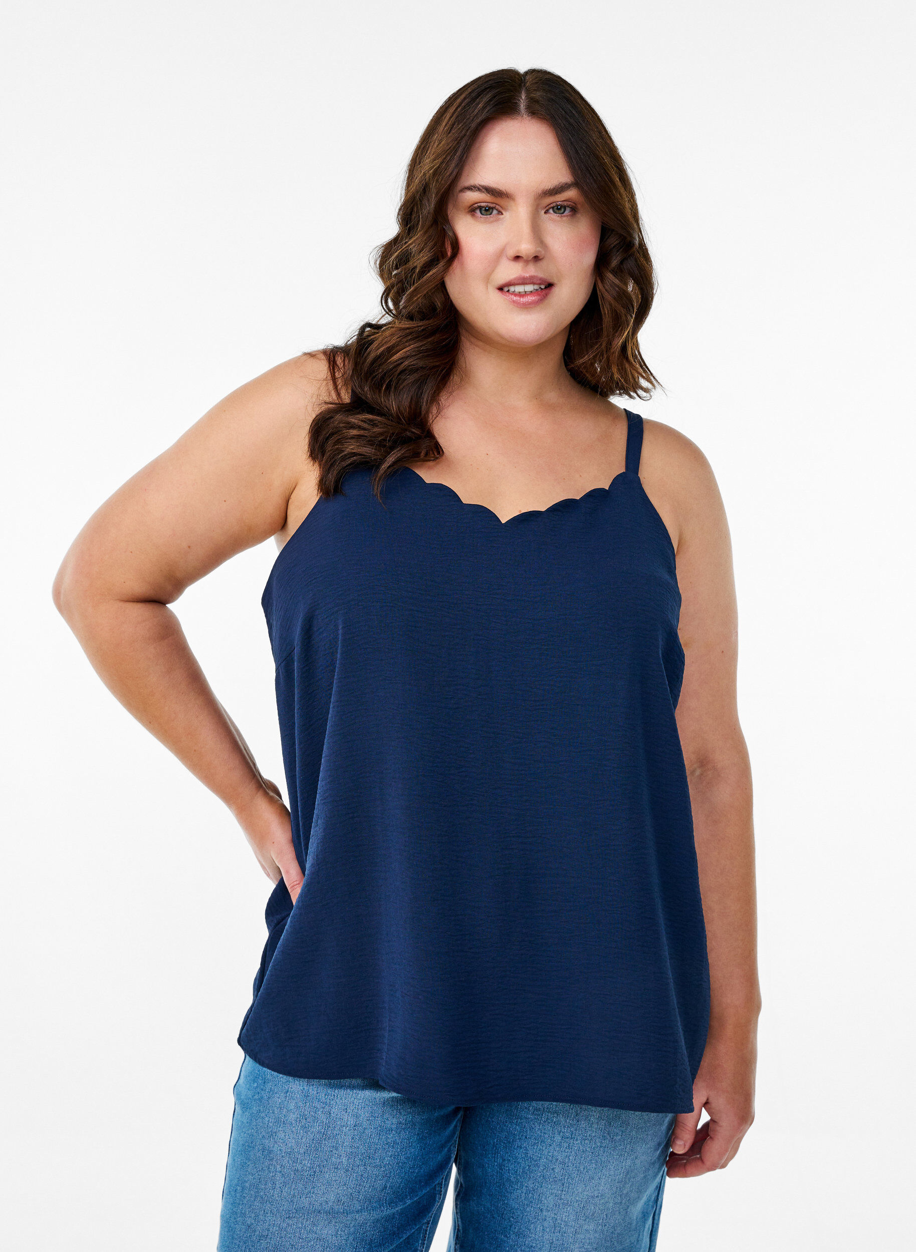 Zizzifashion Top with a wavy hem, Blue, Model image number 0