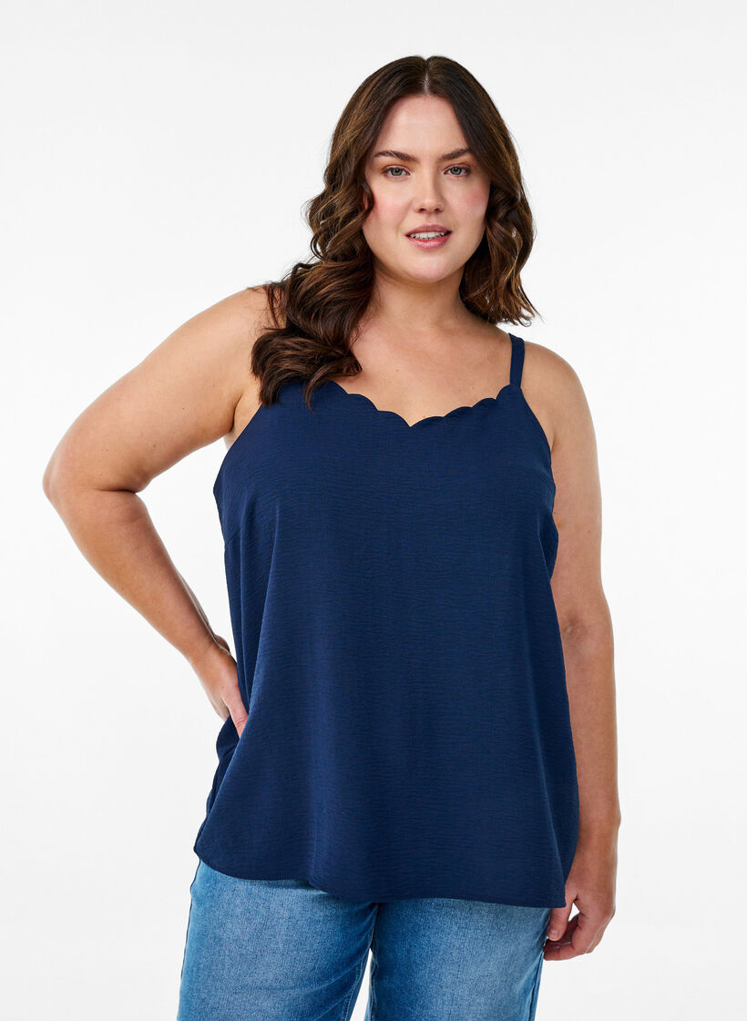 Top with a wavy hem, Blue, Model image number 0