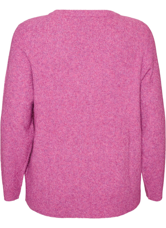 Melange knit blouse with round neck, Purple, Packshot image number 1