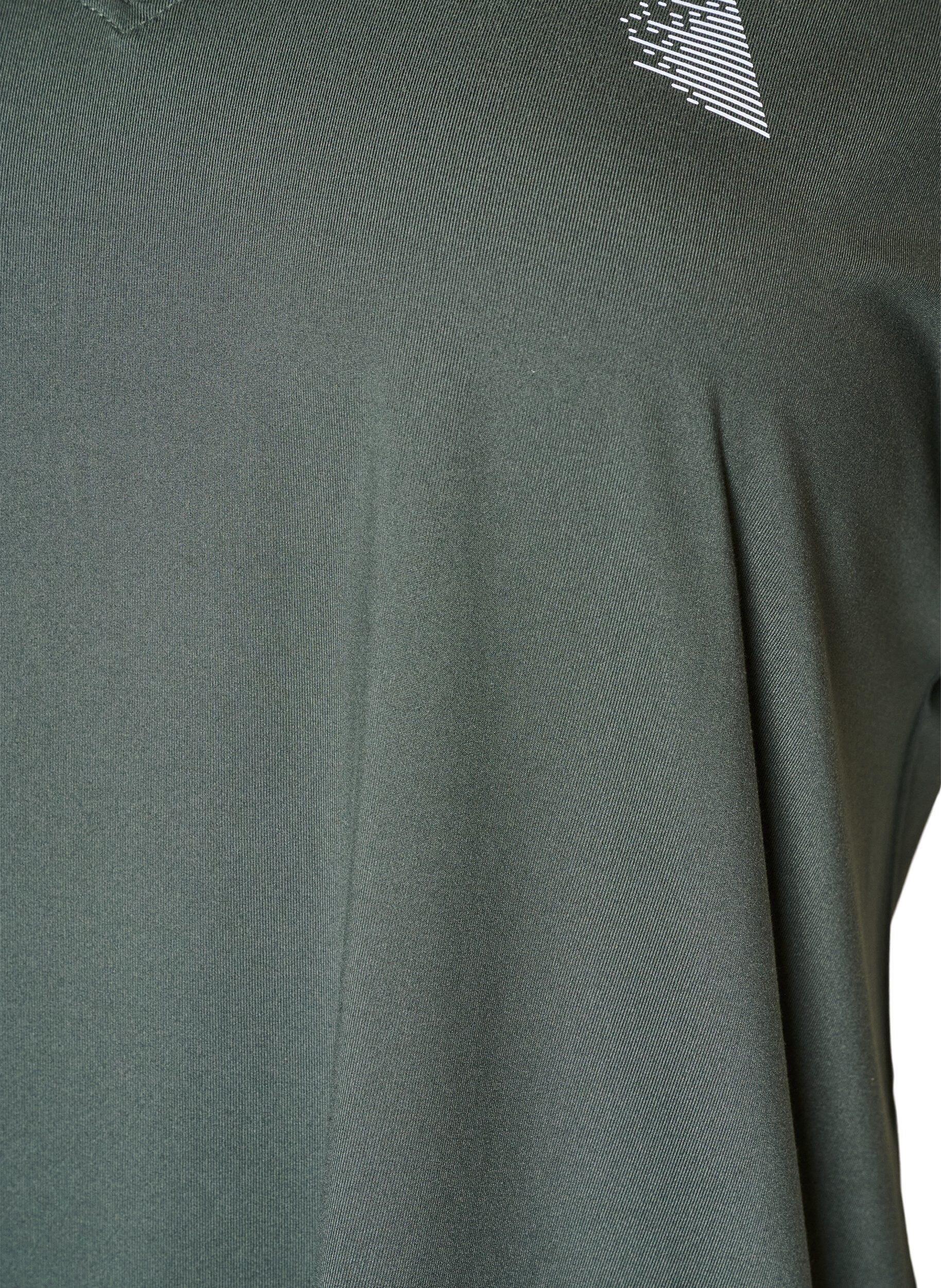 ZizzifashionLoose training t-shirt with V-neck, Green, Packshot image number 2