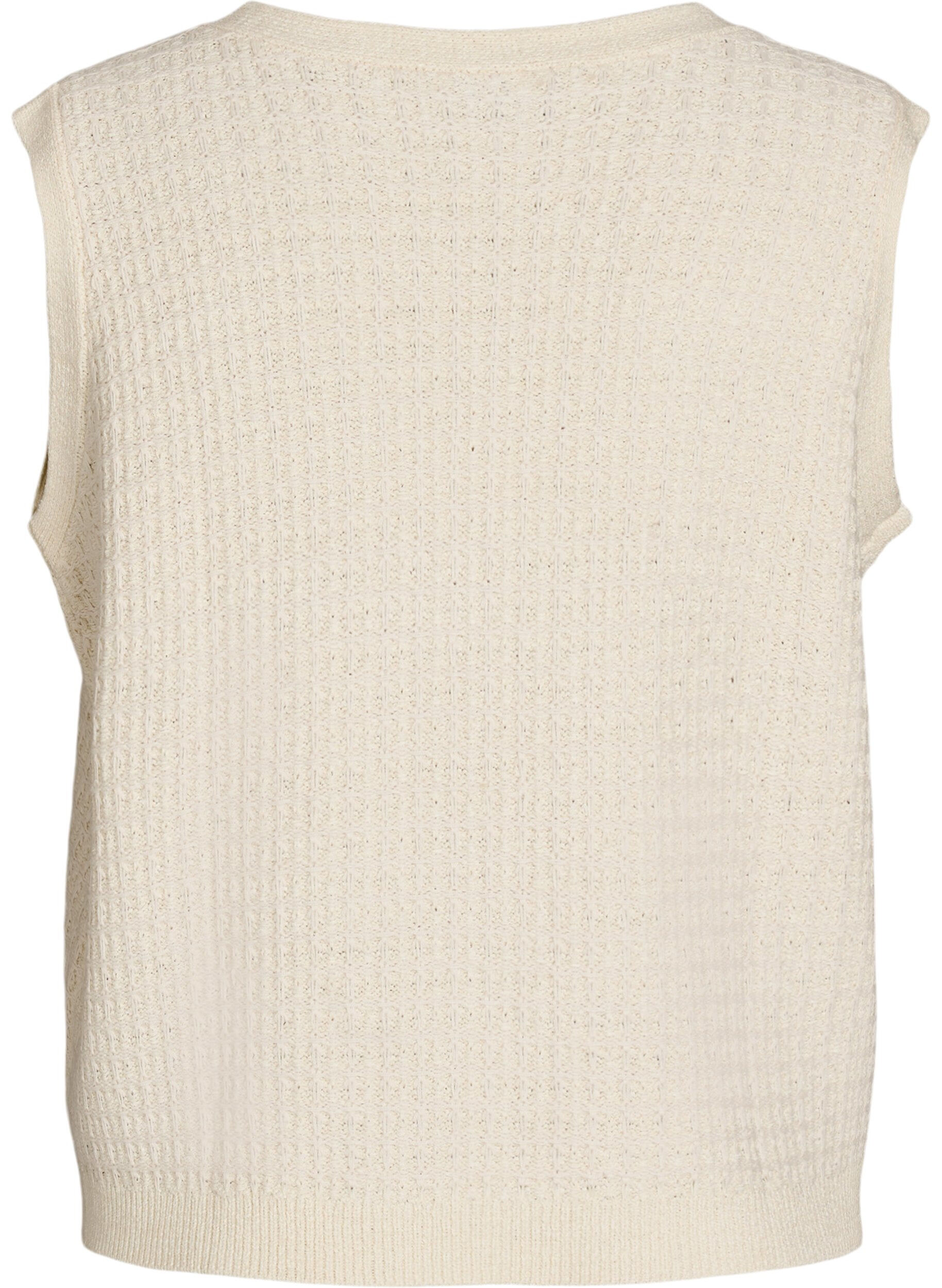 Zizzifashion Textured knit vest with tie-belt, Vanilla, Packshot image number 1