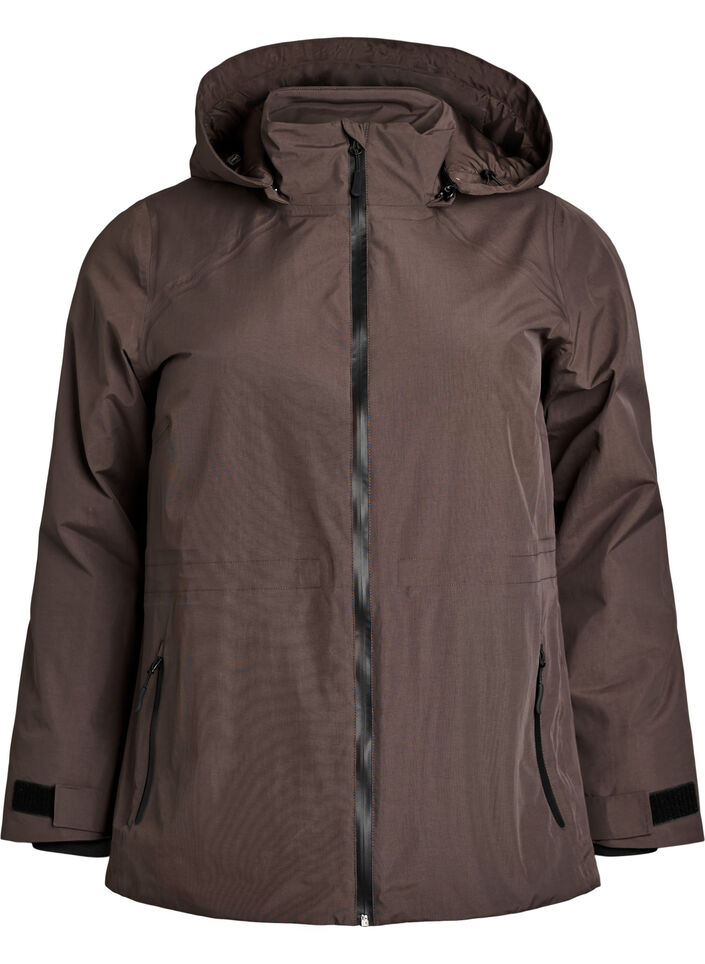 Waterproof winter jacket with detachable hood, Brown, Packshot image number 0