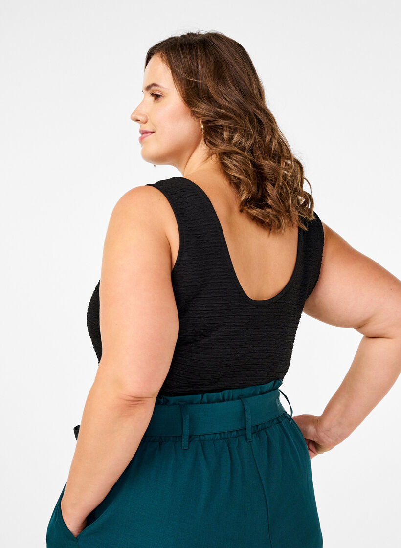 Sleeveless bodysuit with texture, Black, Model image number 1