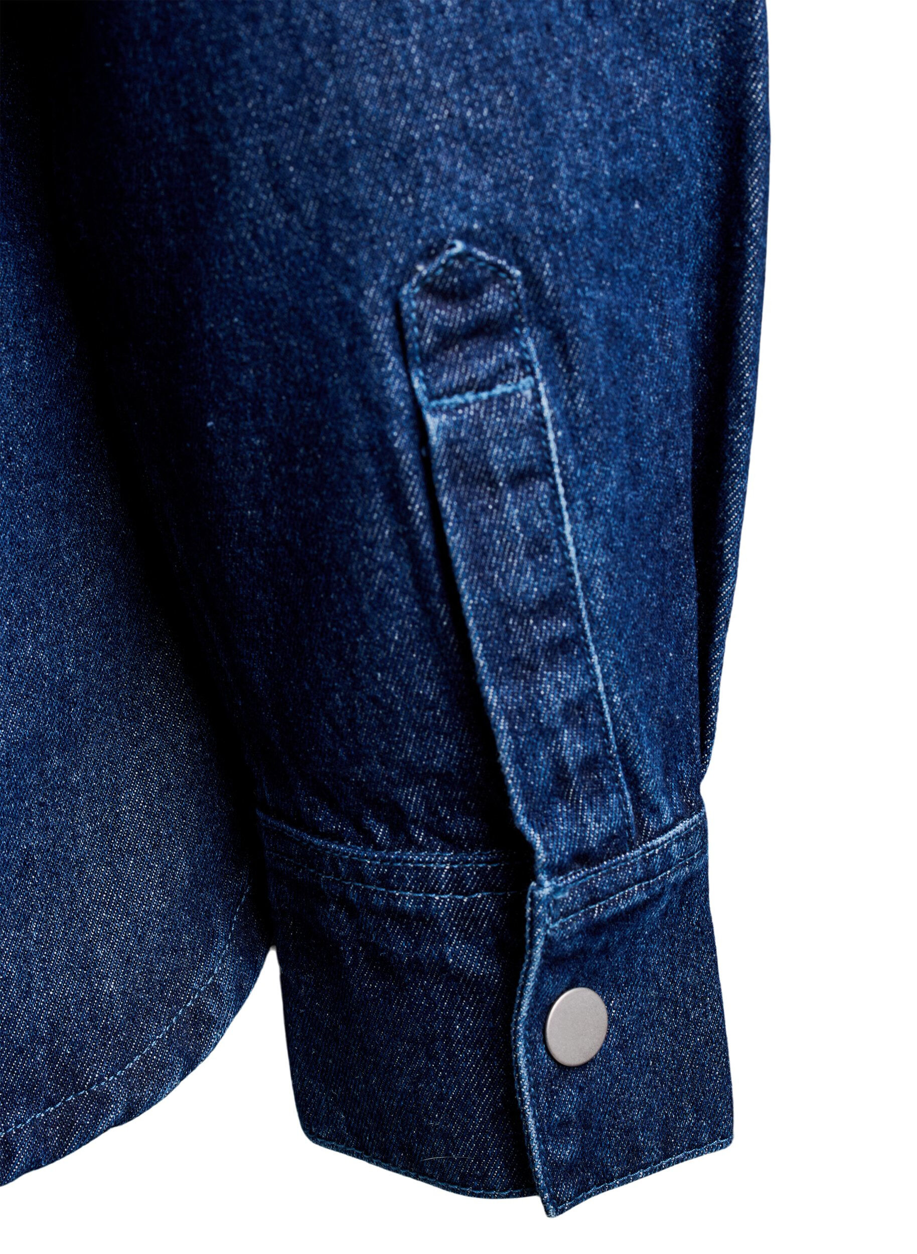 Zizzifashion Denim shirt with studs, Blue, Packshot image number 3