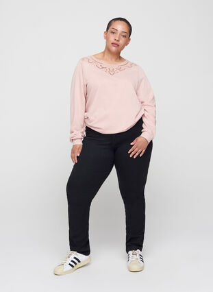 Sweatshirt with lace details, Rose Smoke , Model image number 2